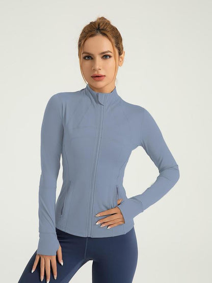 Women'S Spring Solid Zip-Up Pocket Sports Jacket, Long Sleeve Stand Collar Sports Outerwear, Fall Bbl Jackets, Zip up Workout Jacket, Define Jacket, Workout Tops, Pickleball Tennis Clothes, Gym Athletic Clothes Women, Active Wear