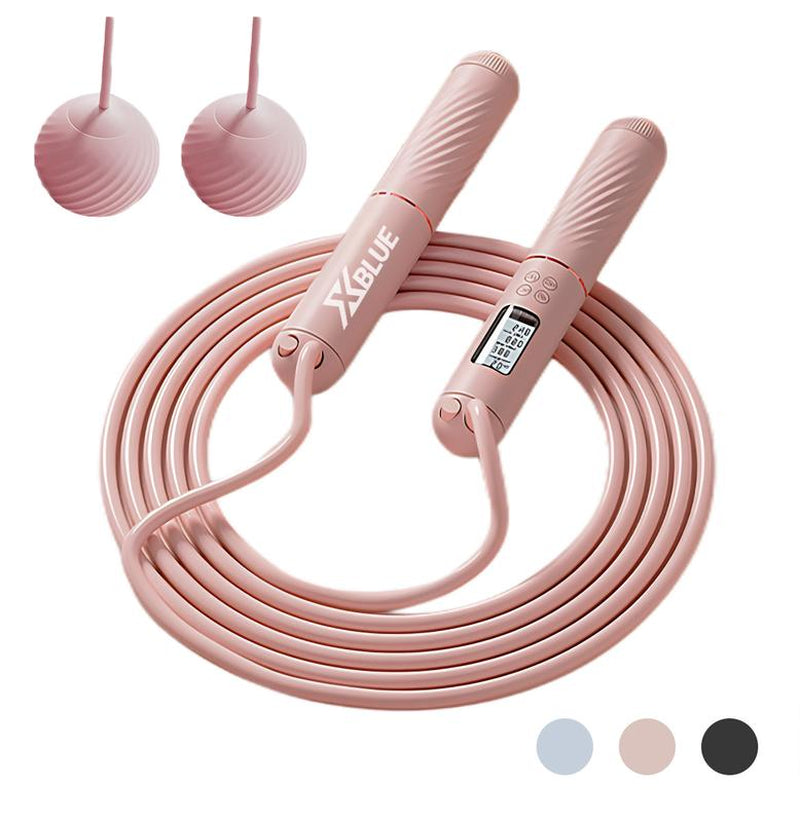 Cordless Jump Rope with Counter Ropeless Jump Rope 2 in 1 with Large Cordless Ball-Weighted Jump Rope for Women with LCD Display\Adjustable Speed Jump Rope for Men,Women & Children\Alarm Reminder for Fitness,Crossfit,Exercise,Workout, Boxing,Gym