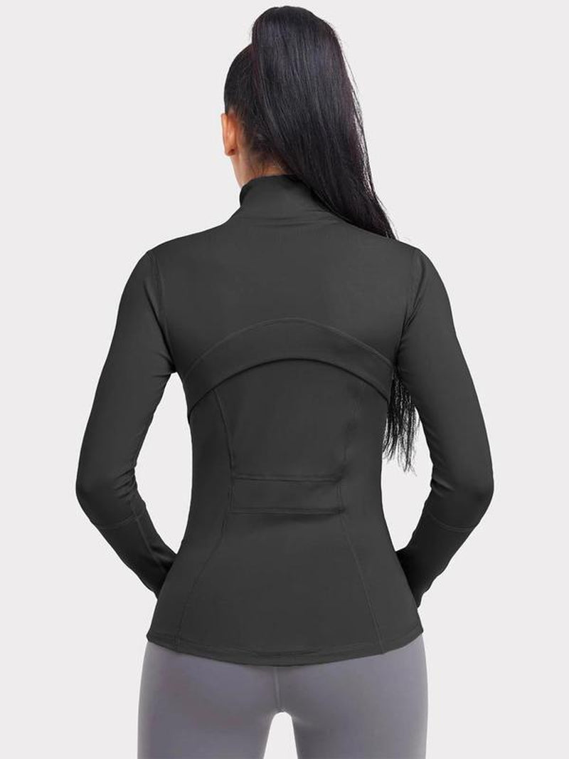Women'S Spring Solid Zip-Up Pocket Sports Jacket, Long Sleeve Stand Collar Sports Outerwear, Fall Bbl Jackets, Zip up Workout Jacket, Define Jacket, Workout Tops, Pickleball Tennis Clothes, Gym Athletic Clothes Women, Active Wear