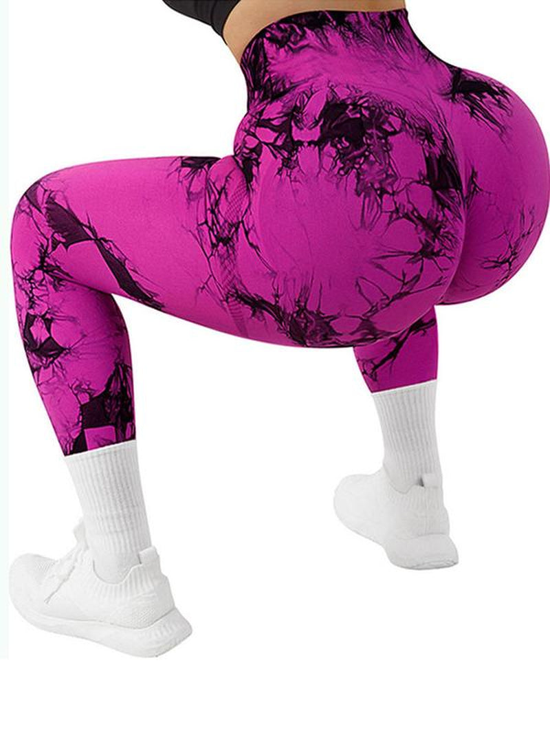 Women'S Tie Dye High Waist Scrunch Sports Leggings, Casual Seamless Skinny Compression Pants for Yoga Gym Workout, Workout Leggings, Gym Fitness Sport Leggings, Gym Clothing, Leggings for Women, Activewear, High Waisted Leggings, Tummy Control Leggings