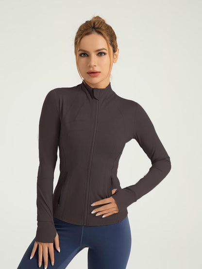 Women'S Spring Solid Zip-Up Pocket Sports Jacket, Long Sleeve Stand Collar Sports Outerwear, Fall Bbl Jackets, Zip up Workout Jacket, Define Jacket, Workout Tops, Pickleball Tennis Clothes, Gym Athletic Clothes Women, Active Wear