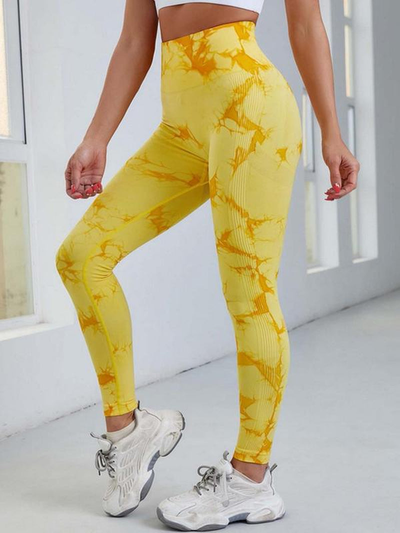 Women'S Tie Dye High Waist Scrunch Sports Leggings, Casual Seamless Skinny Compression Pants for Yoga Gym Workout, Workout Leggings, Gym Fitness Sport Leggings, Gym Clothing, Leggings for Women, Activewear, High Waisted Leggings, Tummy Control Leggings