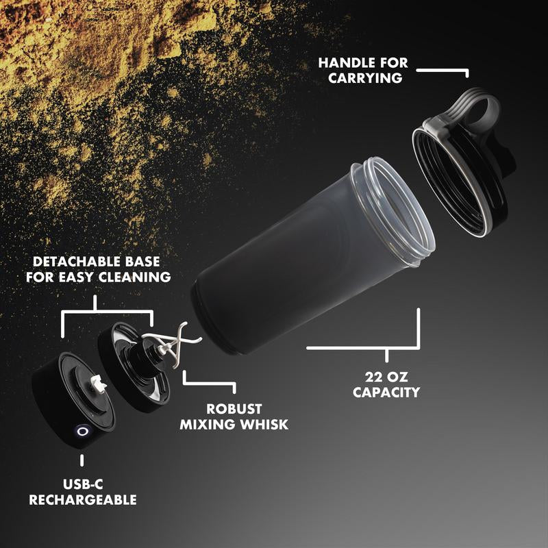 Mixmate Electric Shaker Blender Bottle - Rechargeable Type-C Cup for Gym Protein, Blender Bottle, and Powder Mixes, BPA Free, Self Stirring Design