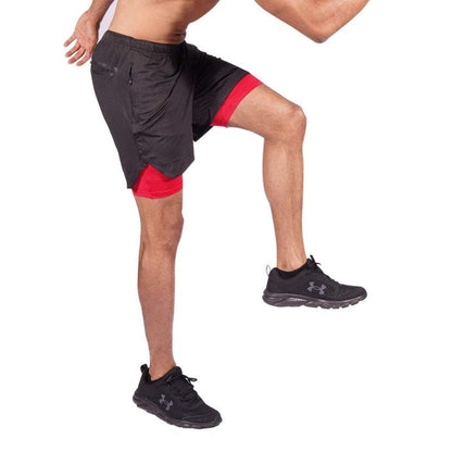 2 in 1 Active Shorts - Black & Red