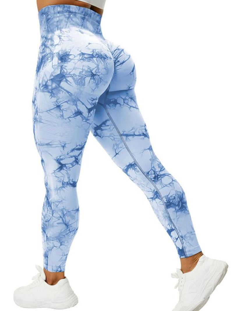 Women'S Tie Dye High Waist Scrunch Sports Leggings, Casual Seamless Skinny Compression Pants for Yoga Gym Workout, Workout Leggings, Gym Fitness Sport Leggings, Gym Clothing, Leggings for Women, Activewear, High Waisted Leggings, Tummy Control Leggings