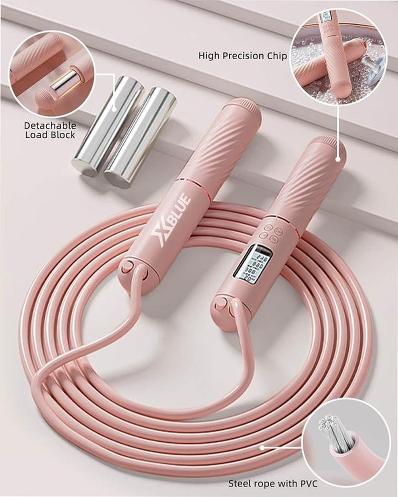 Cordless Jump Rope with Counter Ropeless Jump Rope 2 in 1 with Large Cordless Ball-Weighted Jump Rope for Women with LCD Display\Adjustable Speed Jump Rope for Men,Women & Children\Alarm Reminder for Fitness,Crossfit,Exercise,Workout, Boxing,Gym