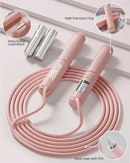 Cordless Jump Rope with Counter Ropeless Jump Rope 2 in 1 with Large Cordless Ball-Weighted Jump Rope for Women with LCD Display\Adjustable Speed Jump Rope for Men,Women & Children\Alarm Reminder for Fitness,Crossfit,Exercise,Workout, Boxing,Gym