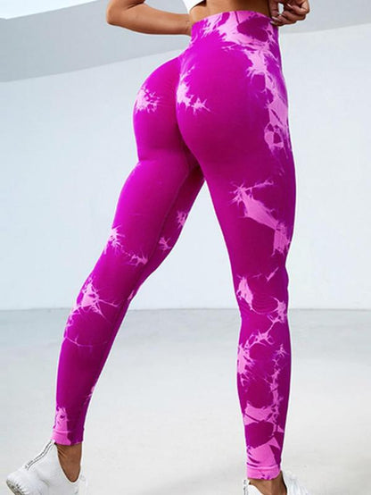 Women'S Tie Dye High Waist Scrunch Sports Leggings, Casual Seamless Skinny Compression Pants for Yoga Gym Workout, Workout Leggings, Gym Fitness Sport Leggings, Gym Clothing, Leggings for Women, Activewear, High Waisted Leggings, Tummy Control Leggings