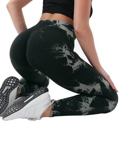Women'S Tie Dye High Waist Scrunch Sports Leggings, Casual Seamless Skinny Compression Pants for Yoga Gym Workout, Workout Leggings, Gym Fitness Sport Leggings, Gym Clothing, Leggings for Women, Activewear, High Waisted Leggings, Tummy Control Leggings