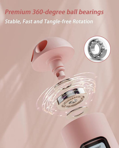 Cordless Jump Rope with Counter Ropeless Jump Rope 2 in 1 with Large Cordless Ball-Weighted Jump Rope for Women with LCD Display\Adjustable Speed Jump Rope for Men,Women & Children\Alarm Reminder for Fitness,Crossfit,Exercise,Workout, Boxing,Gym