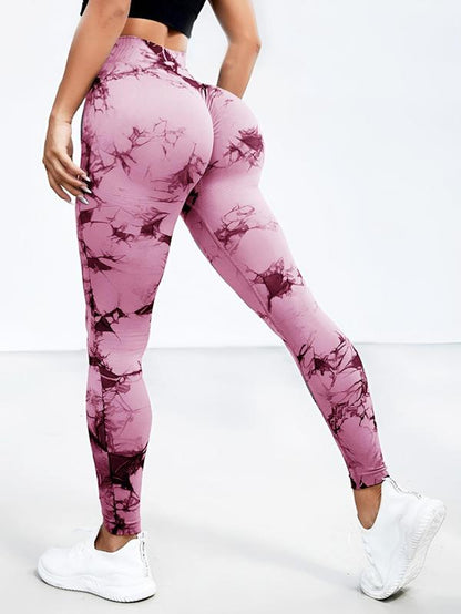 Women'S Tie Dye High Waist Scrunch Sports Leggings, Casual Seamless Skinny Compression Pants for Yoga Gym Workout, Workout Leggings, Gym Fitness Sport Leggings, Gym Clothing, Leggings for Women, Activewear, High Waisted Leggings, Tummy Control Leggings