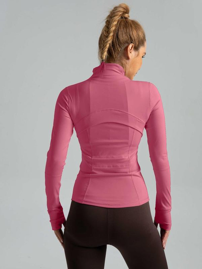 Women'S Spring Solid Zip-Up Pocket Sports Jacket, Long Sleeve Stand Collar Sports Outerwear, Fall Bbl Jackets, Zip up Workout Jacket, Define Jacket, Workout Tops, Pickleball Tennis Clothes, Gym Athletic Clothes Women, Active Wear